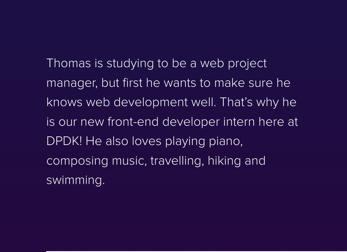 New to the Team: Thomas Pericoi - Frontend developer
