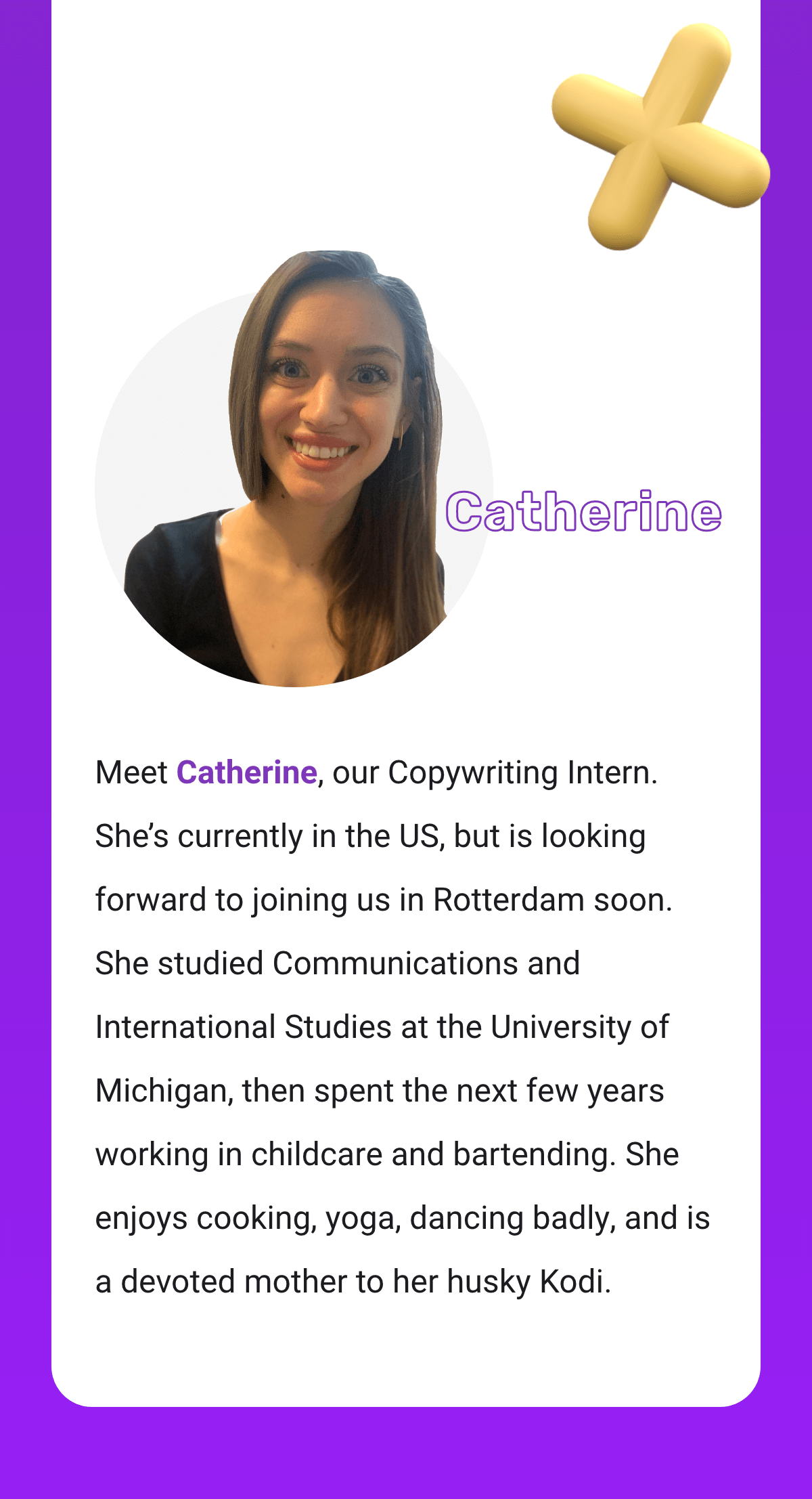 Catherine's new to the team part